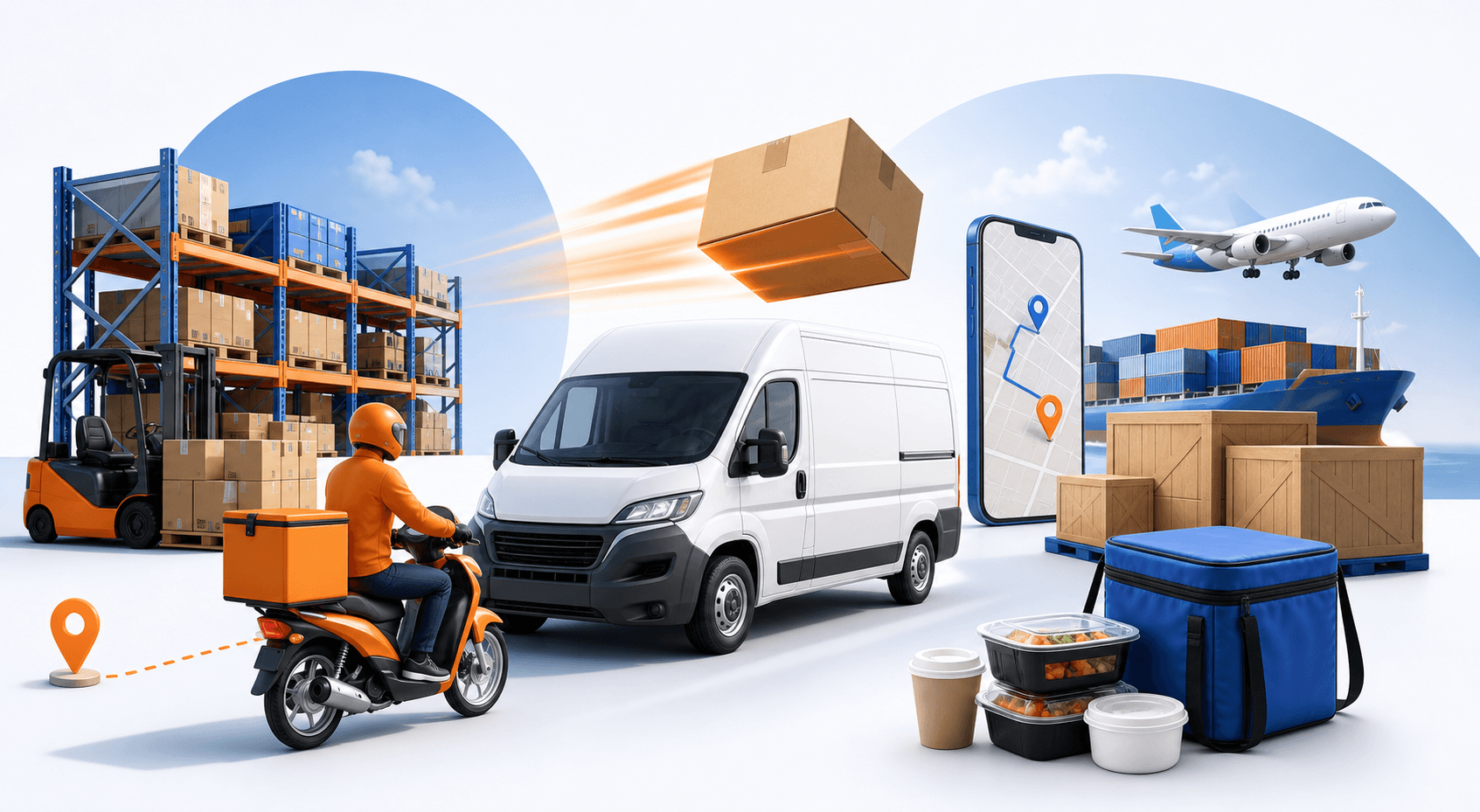 Modern logistics services collage